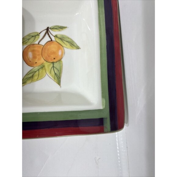 Vintage Strange Fruit Design Ceramic Serving Platter 19" X 7.5", 4 Compartments - Picture 11 of 16